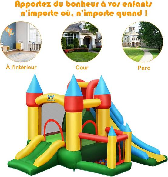 Structure gonflable avec souffleur pour enfants de 3 à 10 ans 330 x 300 x 210 cm - Image 7