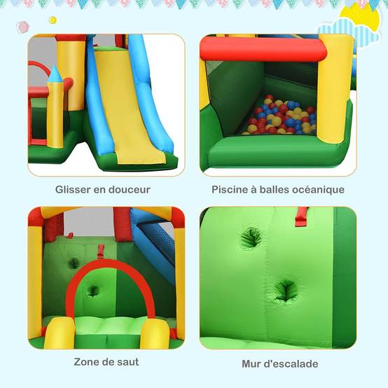 Structure gonflable avec souffleur pour enfants de 3 à 10 ans 330 x 300 x 210 cm - Image 9