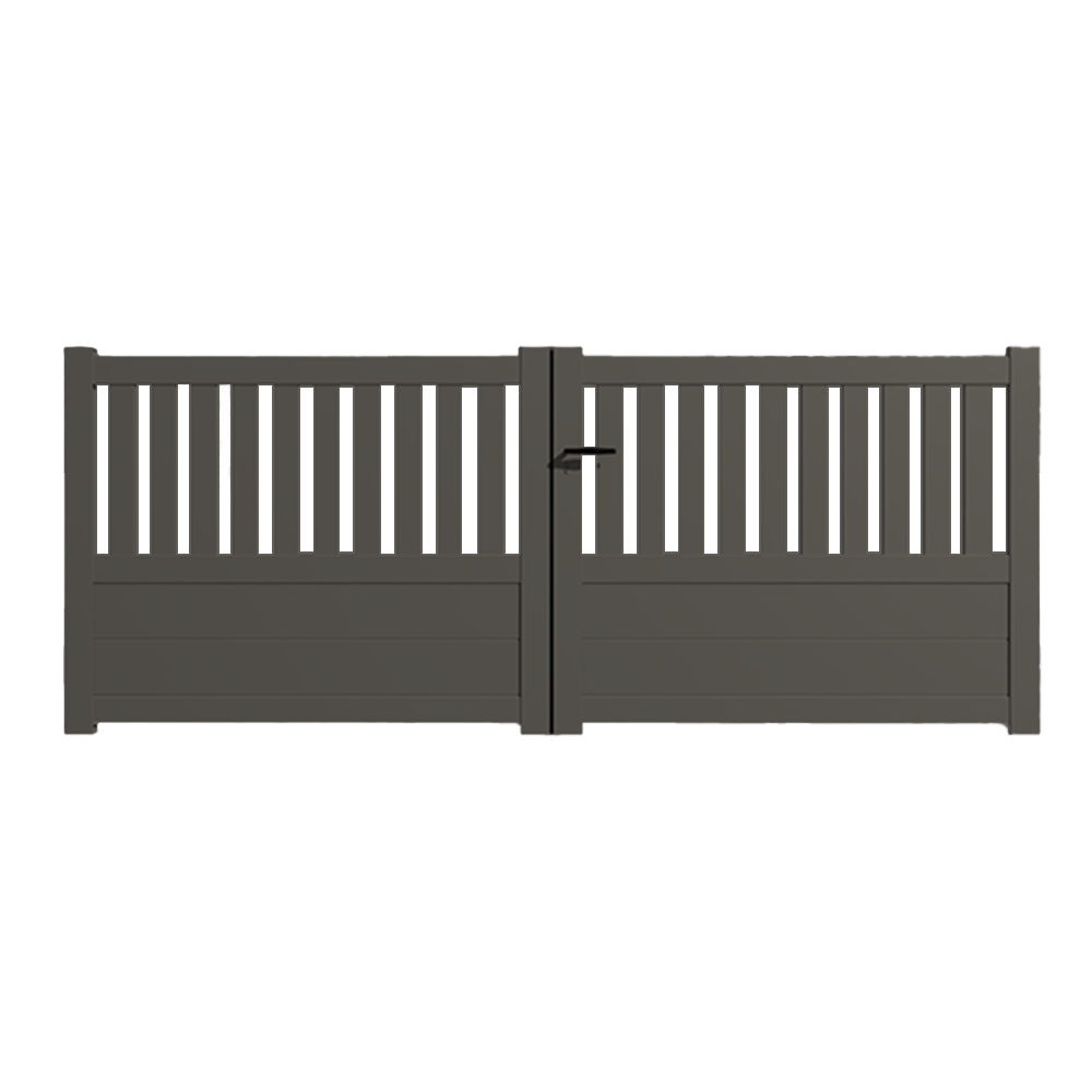 Portail Packit - Portail alu battant semi-ajouré en kit dim. L.3000 (entre piliers) X H.1300 mm  Gris Quartz (RAL 7039)