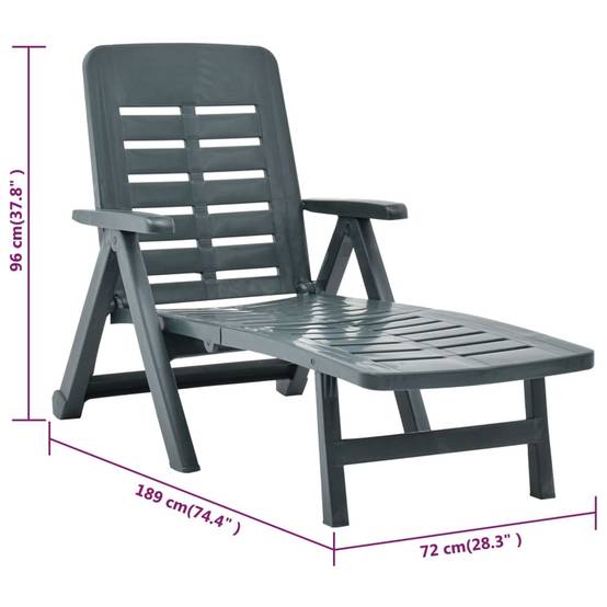 Bain de soleil pliable - Transat - Chaise longue Plastique Vert - MEUBLE PRO - Image 9