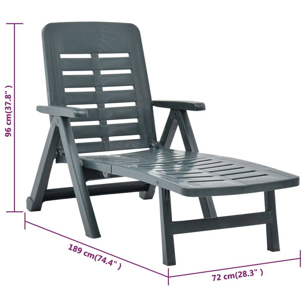 Bain de soleil pliable - Transat - Chaise longue Plastique Vert - MEUBLE PRO - Image 9