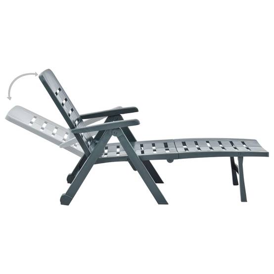 Bain de soleil pliable - Transat - Chaise longue Plastique Vert - MEUBLE PRO - Image 4
