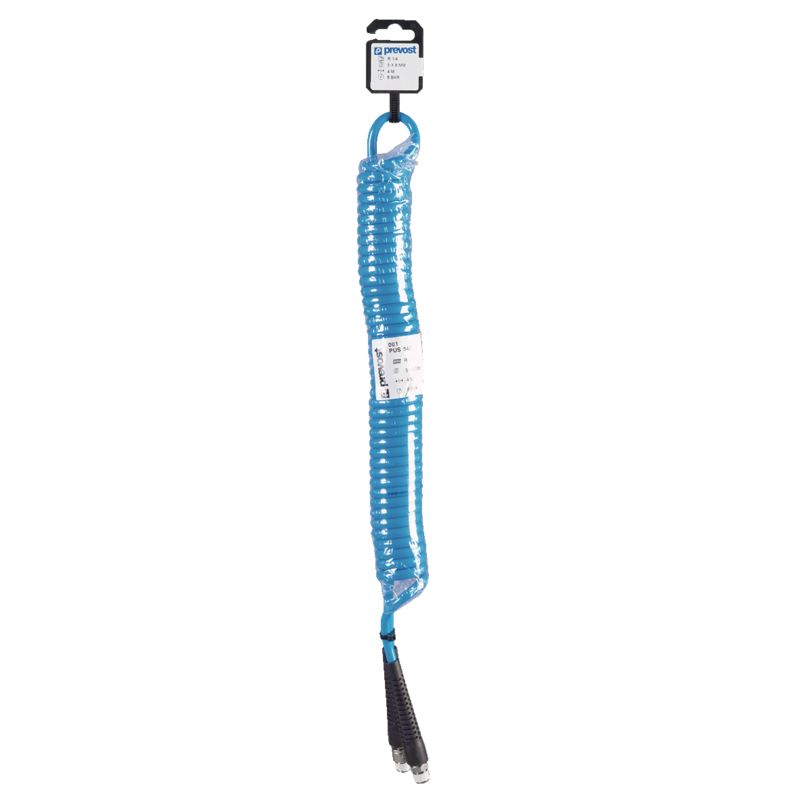Tuyau spiralé PREVOST Polyuréthane - Avec raccords filetés mâle rotatif - Ø6.5 x 10 R 1/4 4 mètres - PUS 64P