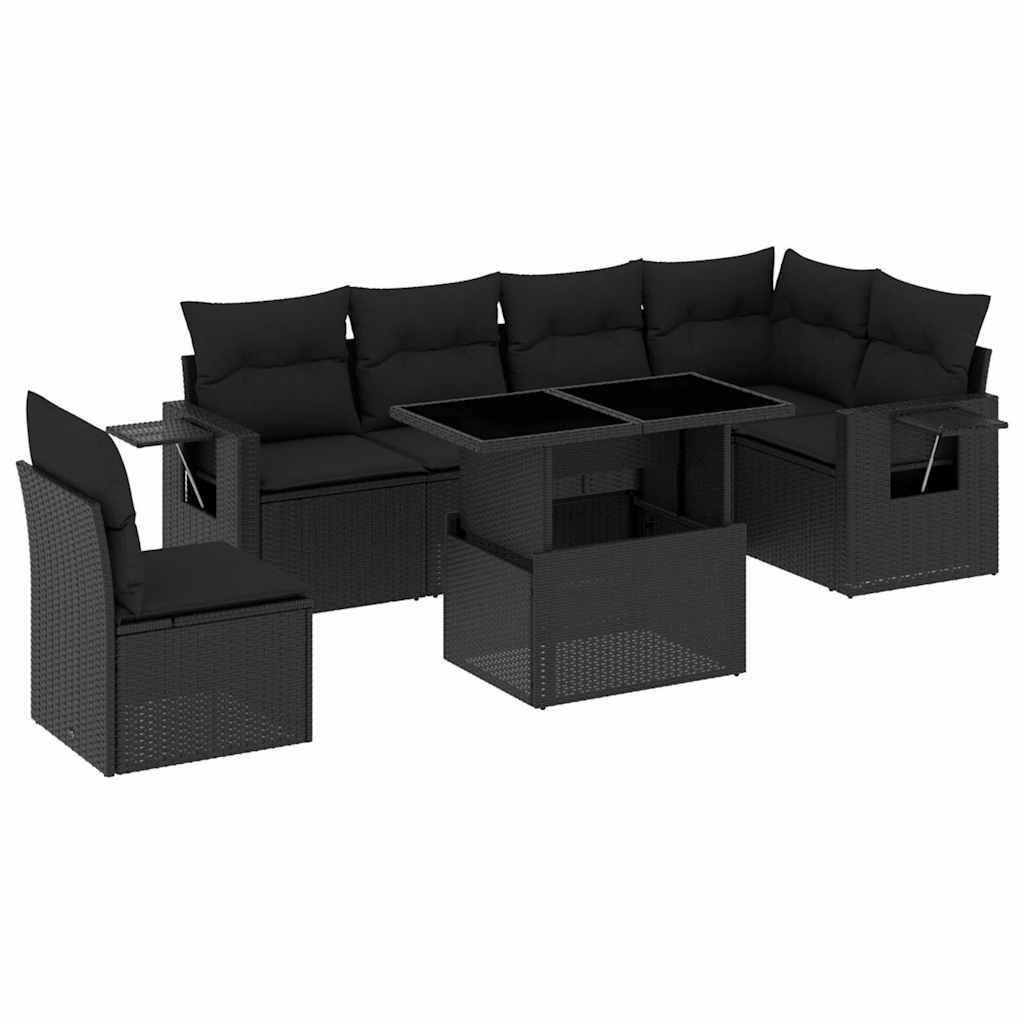 ComfortXL - Salon de jardin 7 places résine tressée table à hauteur variable Noir – ComfortXL Outdoor Living - Image 2