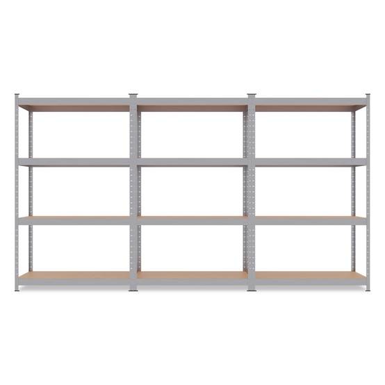 Triple étagère charges lourdes - 2M10 de long -12 plateaux - 210 X 150 - 30 cm - Gris - EURO VANADIUM - Image 5