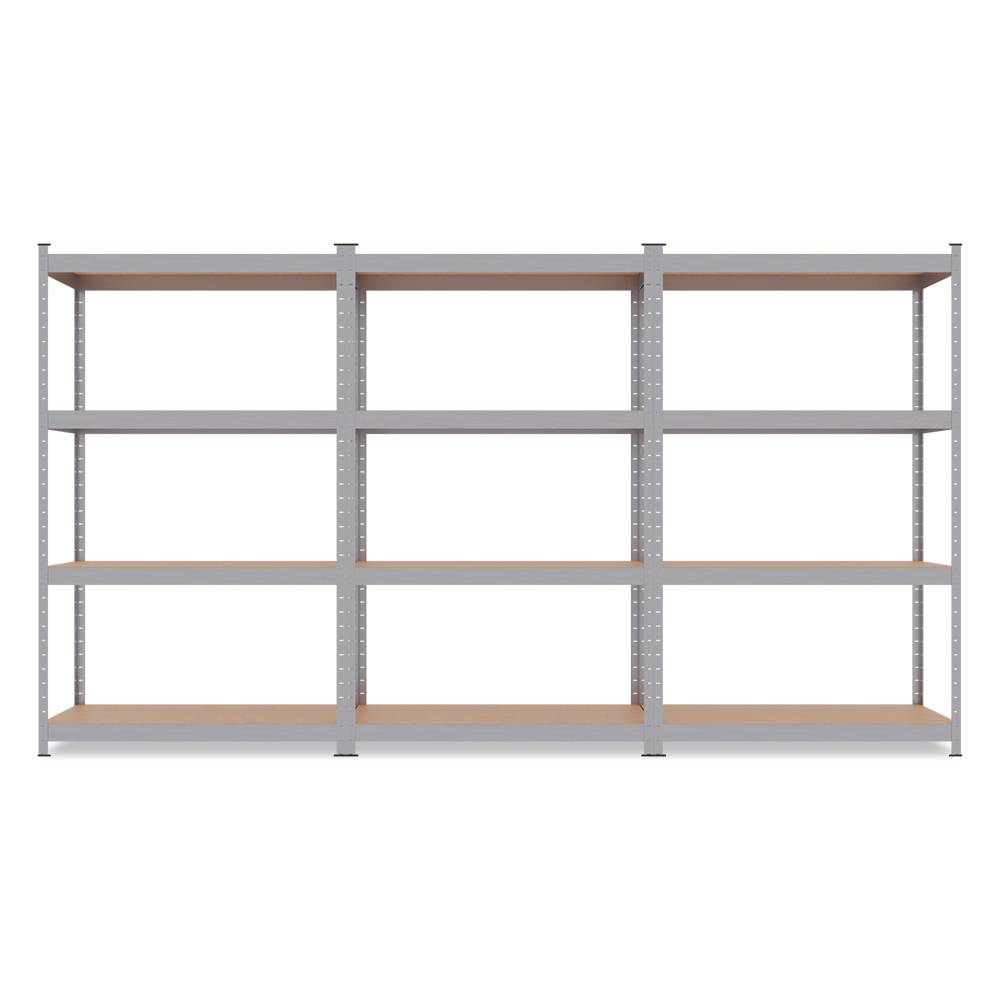 Triple étagère charges lourdes - 2M10 de long -12 plateaux - 210 X 150 - 30 cm - Gris - EURO VANADIUM - Image 5