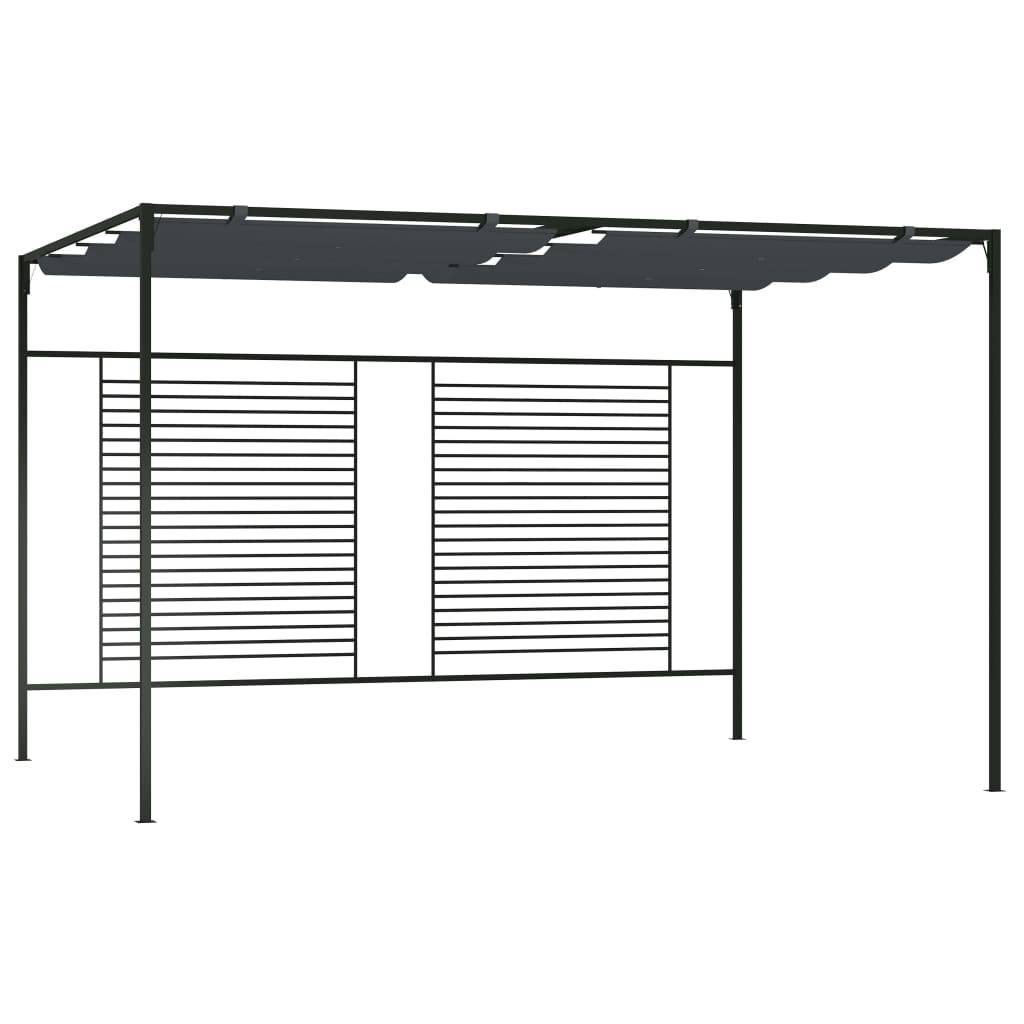Pergola Jardin - Tonnelle de jardin - Belvédère avec auvent rétractable 4x3x2,3 m Anthracite 180 g/m² MI64 - Image 2