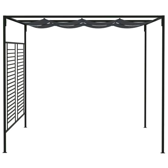 Pergola Jardin - Tonnelle de jardin - Belvédère avec auvent rétractable 4x3x2,3 m Anthracite 180 g/m² MI64 - Image 3
