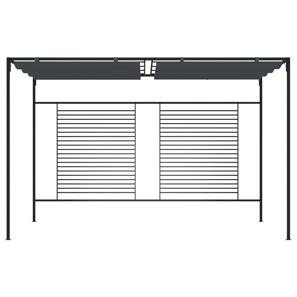 Pergola Jardin - Tonnelle de jardin - Belvédère avec auvent rétractable 4x3x2,3 m Anthracite 180 g/m² MI64 - Image 1