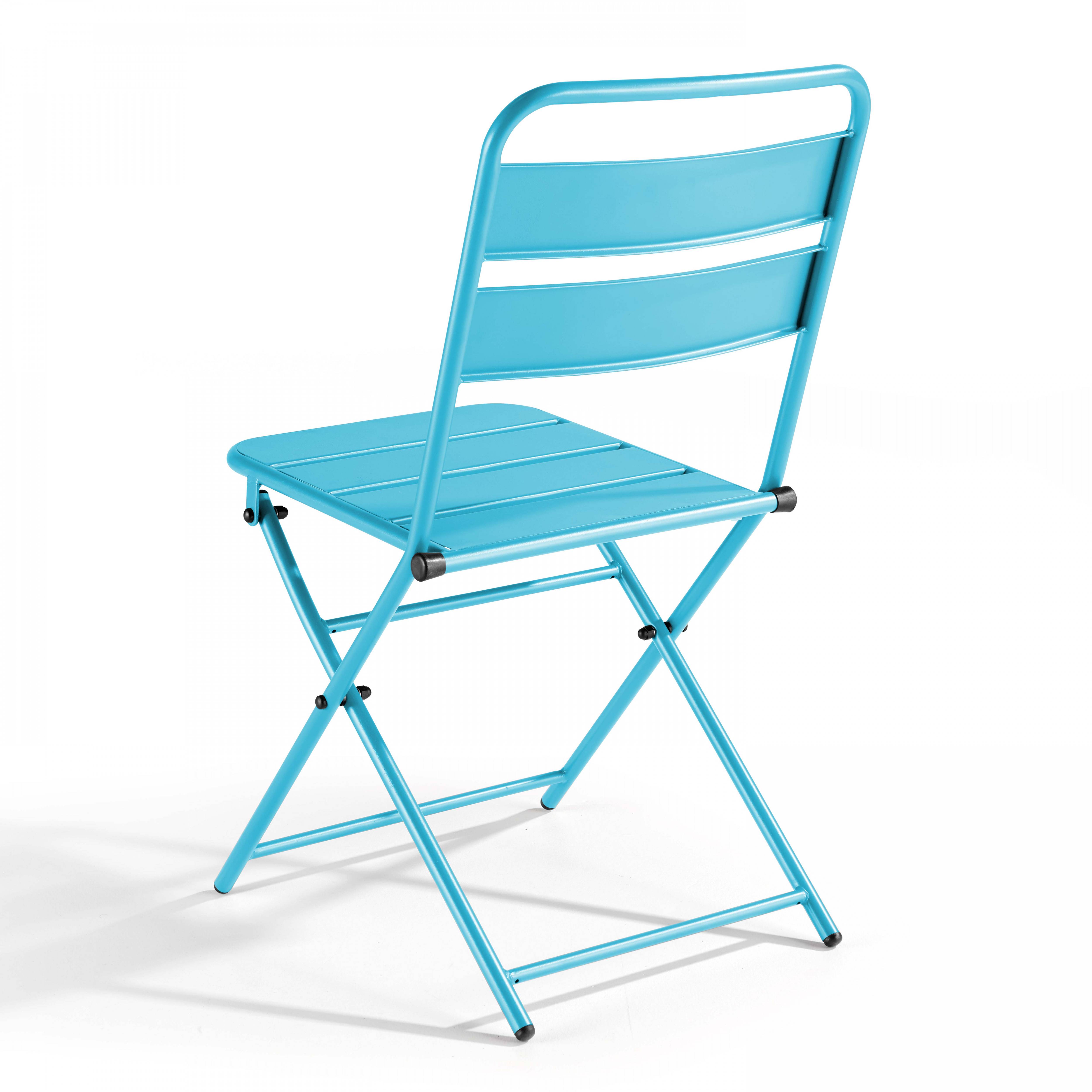 Oviala - Ensemble table de jardin pliante et 2 chaises acier bleu Palavas - Oviala - Imagen 6