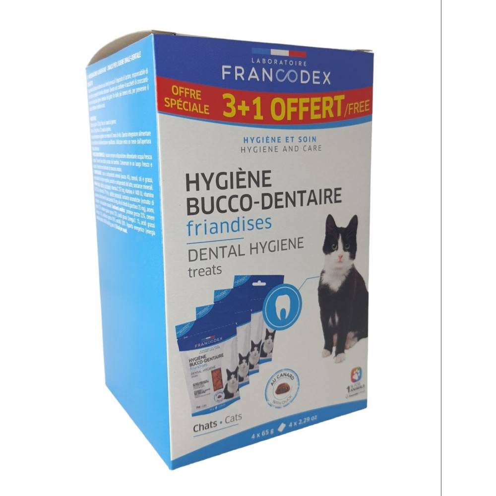 Francodex - Francodex - Pack Friandises Hygiène Bucco-Dentaire 4 x 65g Pour Chatons et Chats - Imagen 3