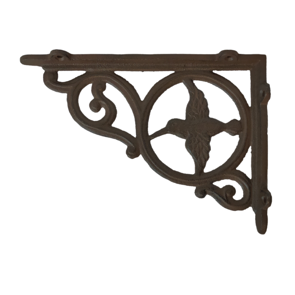Équerre fixation étagère vintage ancienne fonte marron 23 x 16.5 cm Chemin de campagne - Image 1