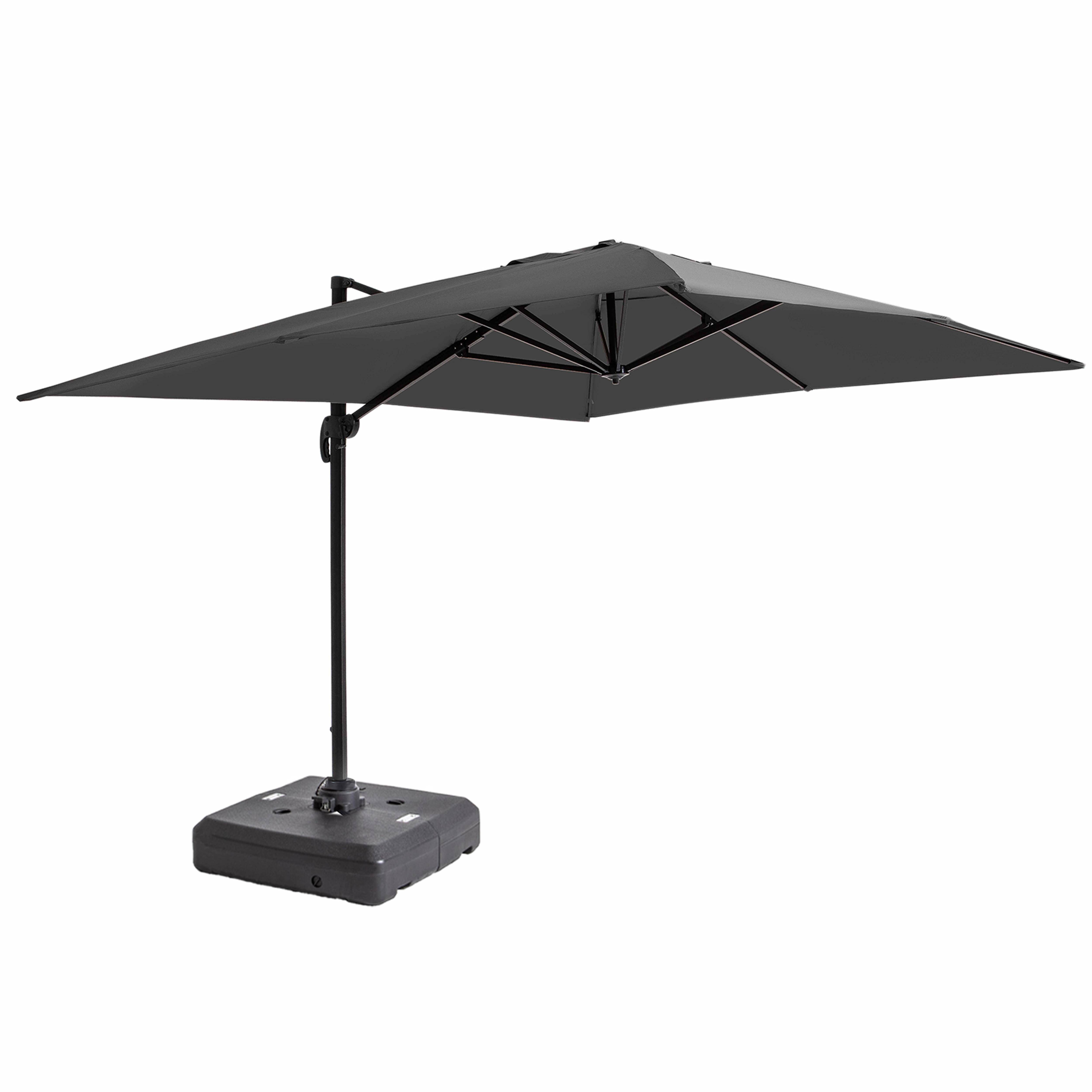 Oviala - Parasol déporté 4x3 m 360° inclinable + à lester sur roues gris Caserta - Oviala - Imagen 1
