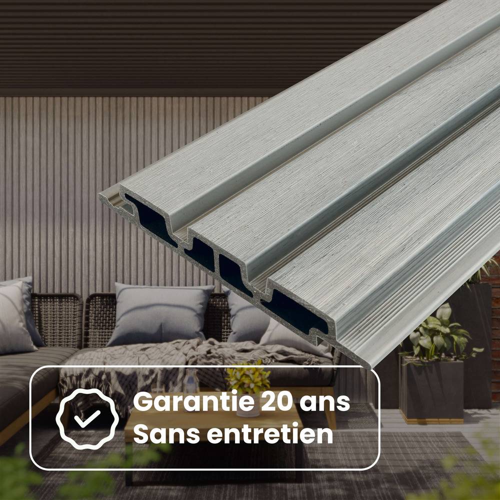 Kit Bardage Composite MEZZO Earl grey - Superficie : 1m² - Dimension des lames : 220x17,8x2,3 cm - Aspect mat - Image 7