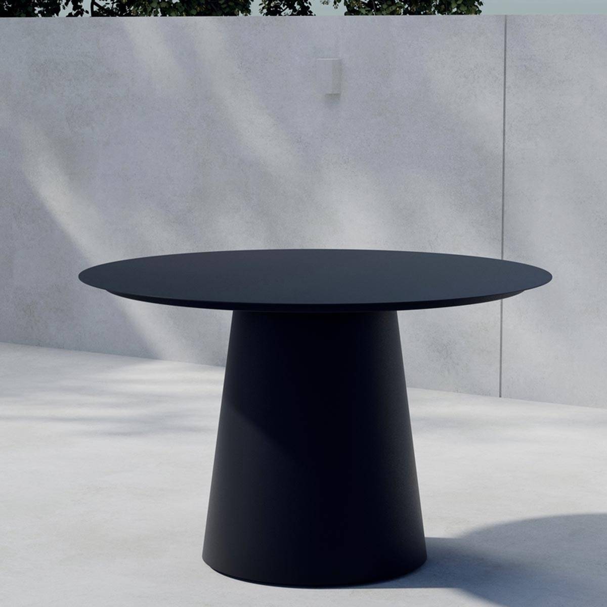 Table de Jardin Ronde "Lanzo" 120cm Noir - Image 2