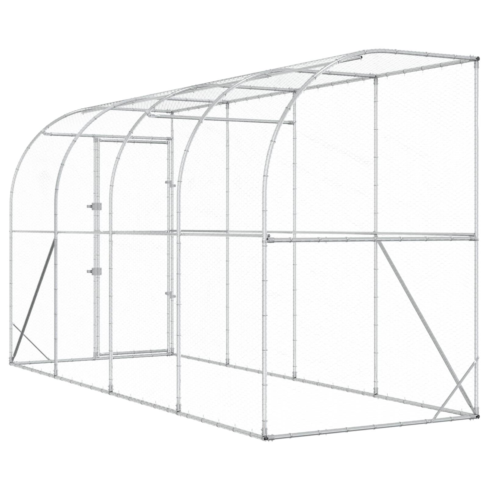 Vidaxl - Poulailler contre le mur Argenté 600 x 150 x 215 cm vidaXL 3434716 - Image 7