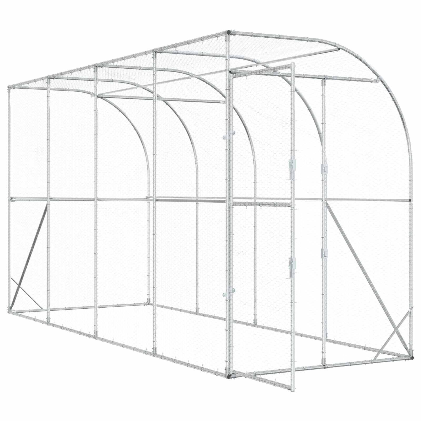 Vidaxl - Poulailler contre le mur Argenté 600 x 150 x 215 cm vidaXL 3434716 - Image 4