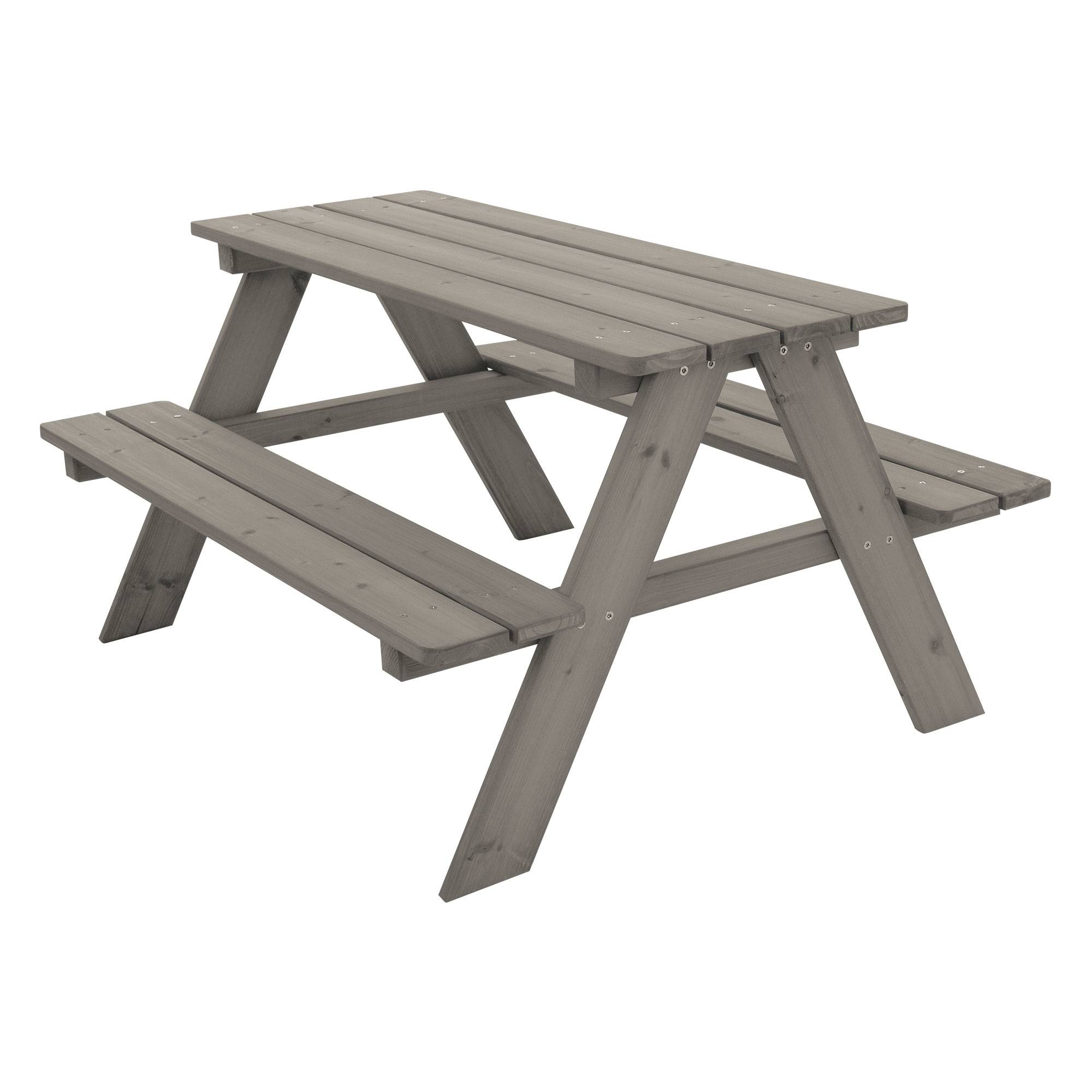 Ml-Design - Table de Pique-Nique avec 2 Bancs, Gris, Ensemble de Jeu pour Enfants, en Bois Massif, avec 4 Places - Image 1