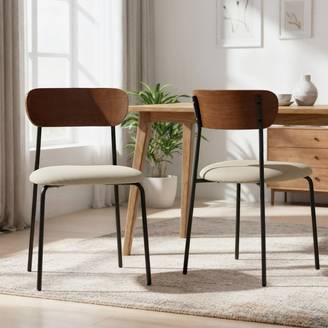 Sicaan Lot de 2 chaises scandinaves OLIVIA velours côtelé beige