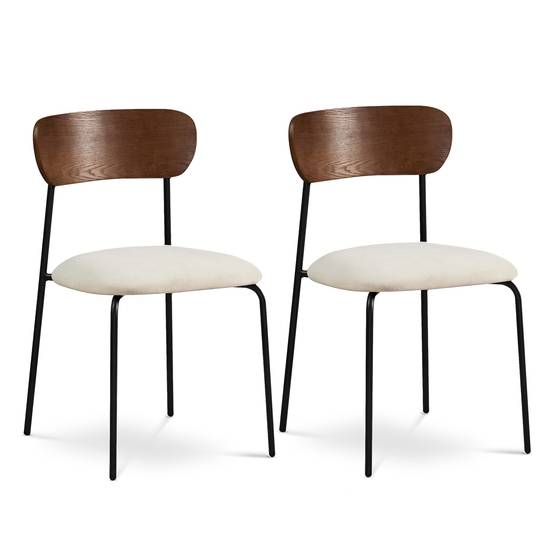 Sicaan Lot de 2 chaises scandinaves OLIVIA velours côtelé beige - Image 1