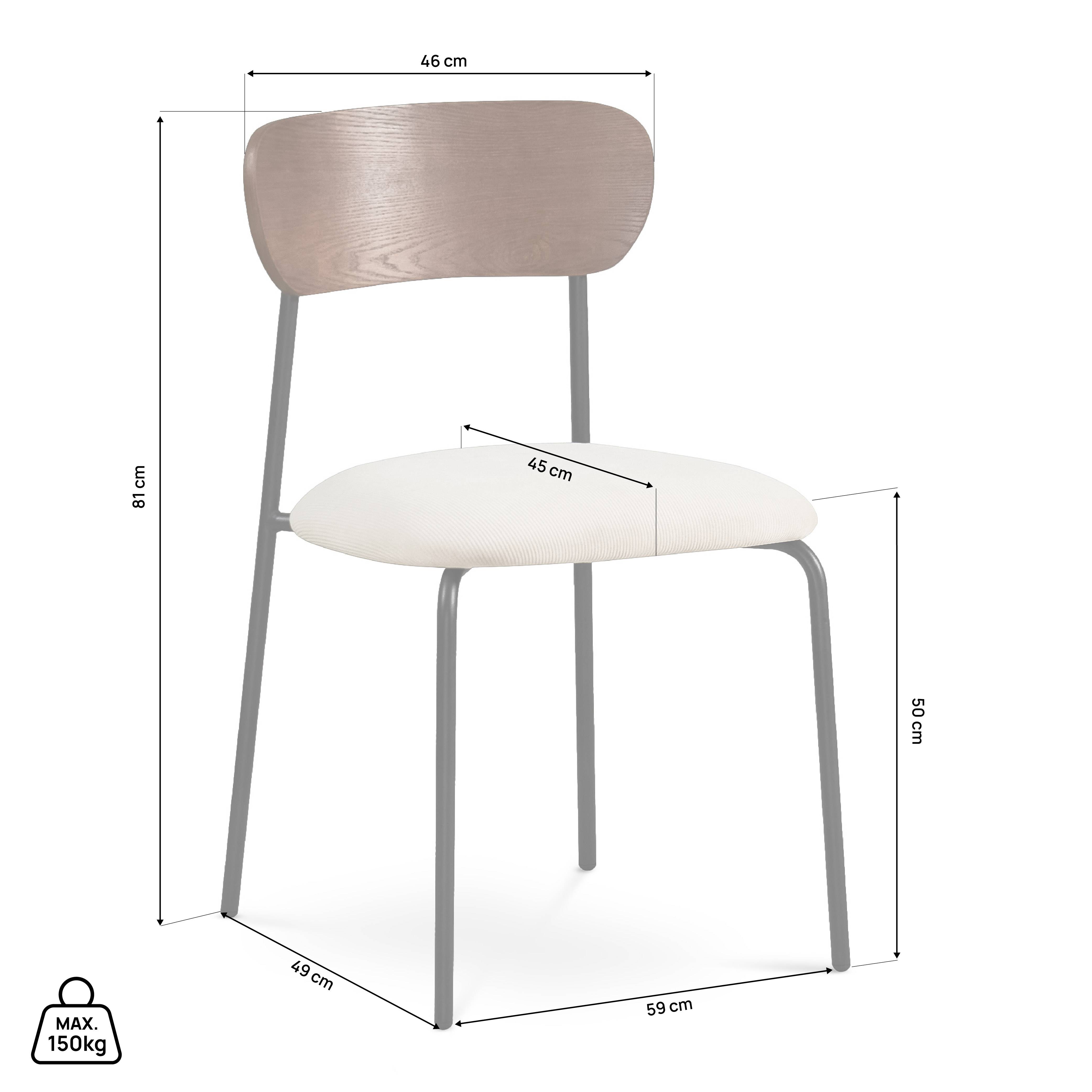 Sicaan Lot de 2 chaises scandinaves OLIVIA velours côtelé beige - Image 2