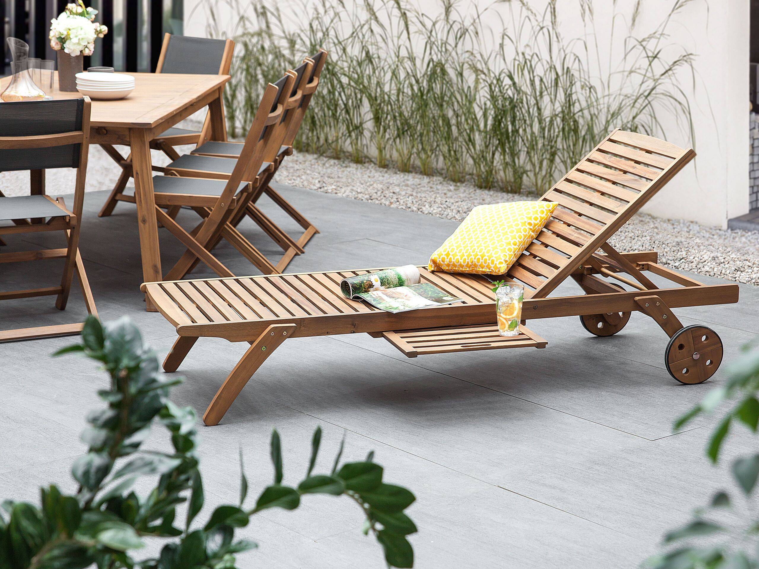 Beliani - Chaise longue Acacia Marron clair CESANA - Beliani - Imagen 1