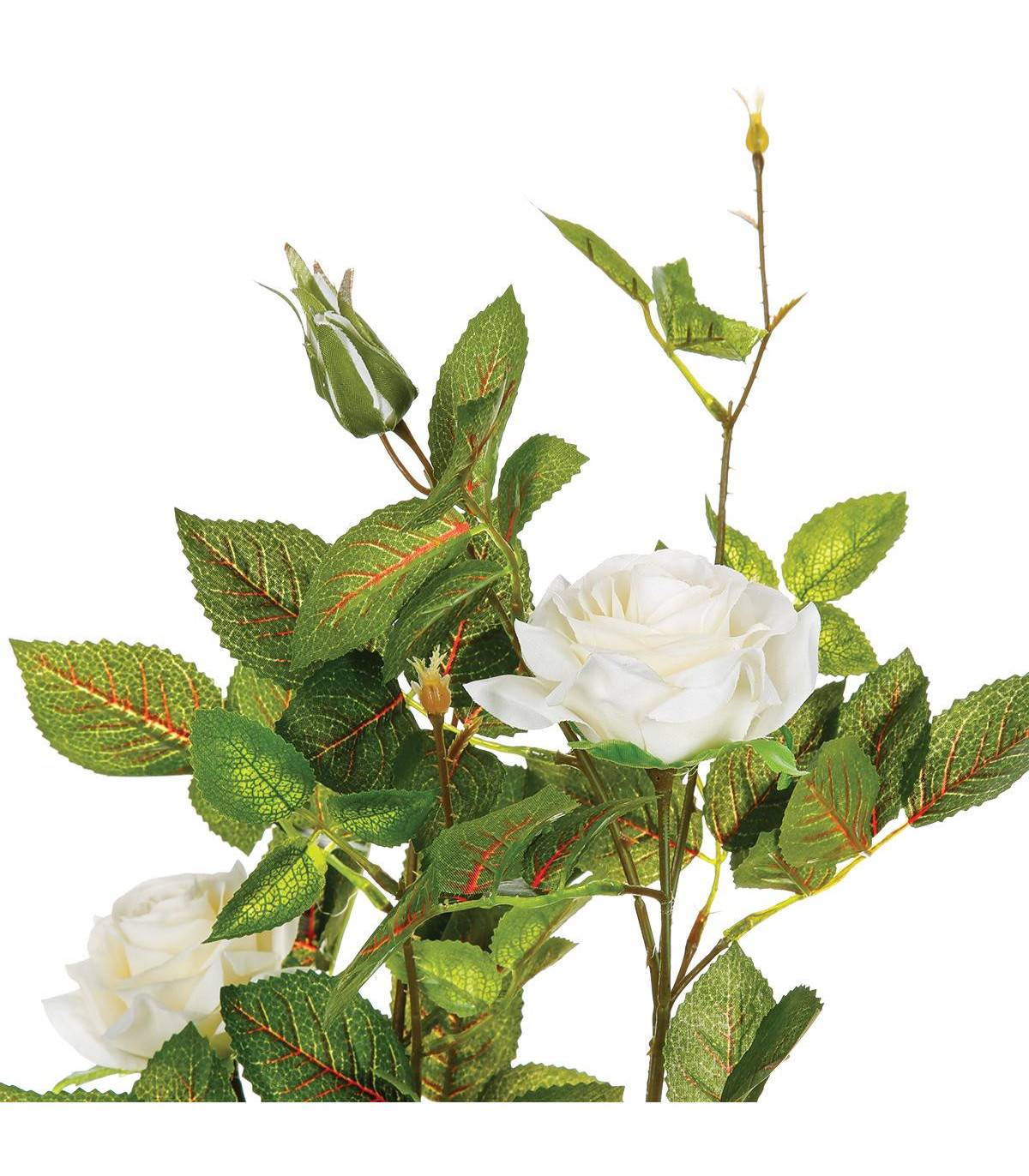 Plante artificielle Rosier 4 roses et 6 boutons en pot H 50 cm - Imagen 2