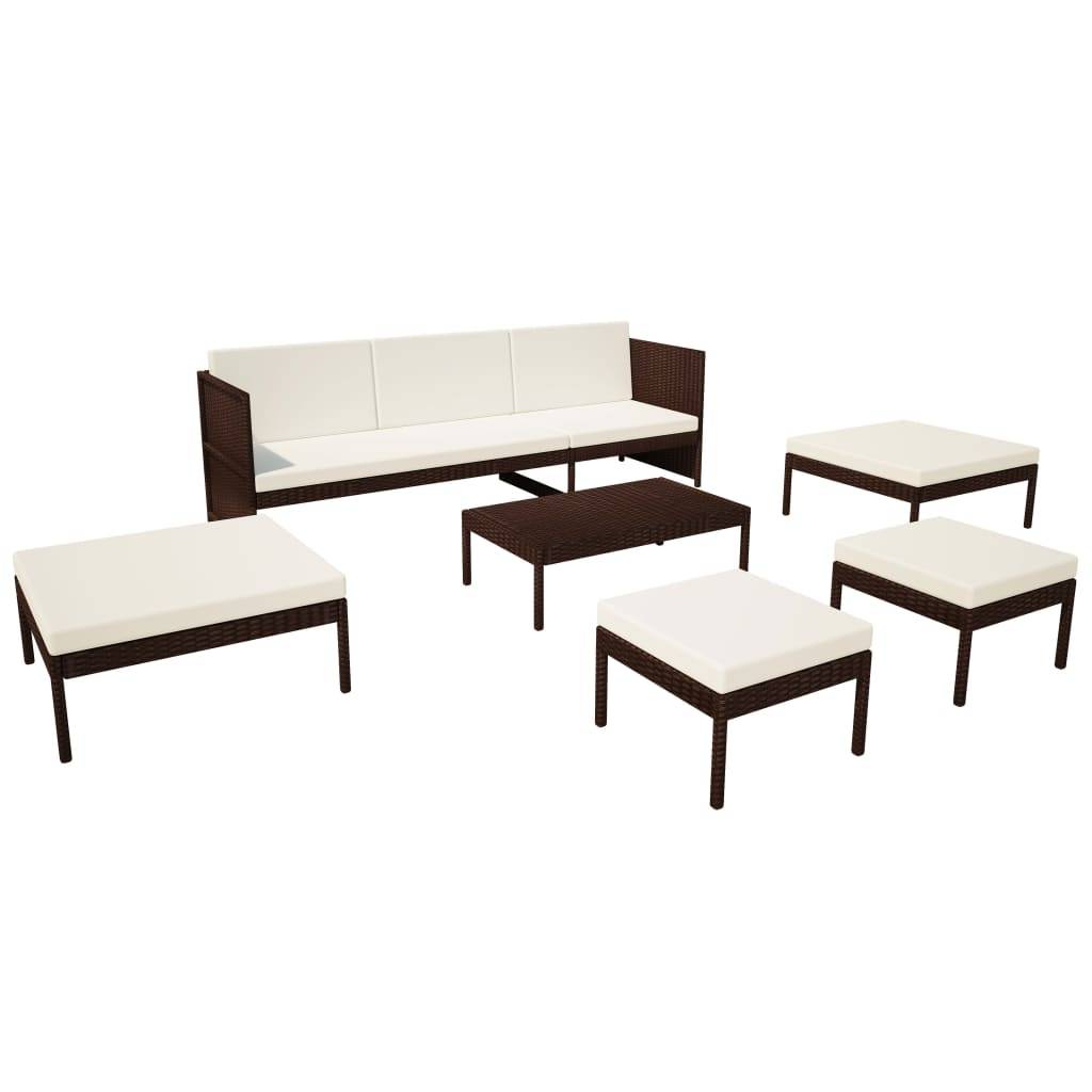 Helloshop26 - Salon de jardin meuble d'extérieur ensemble de mobilier 6 pièces avec coussins résine tressée marron - Imagen 1