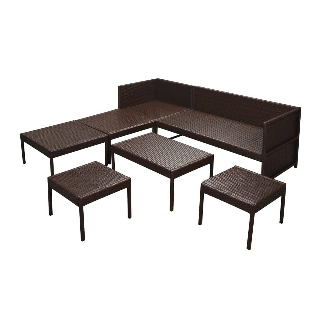 Helloshop26 - Salon de jardin meuble d'extérieur ensemble de mobilier 6 pièces avec coussins résine tressée marron - Imagen 3