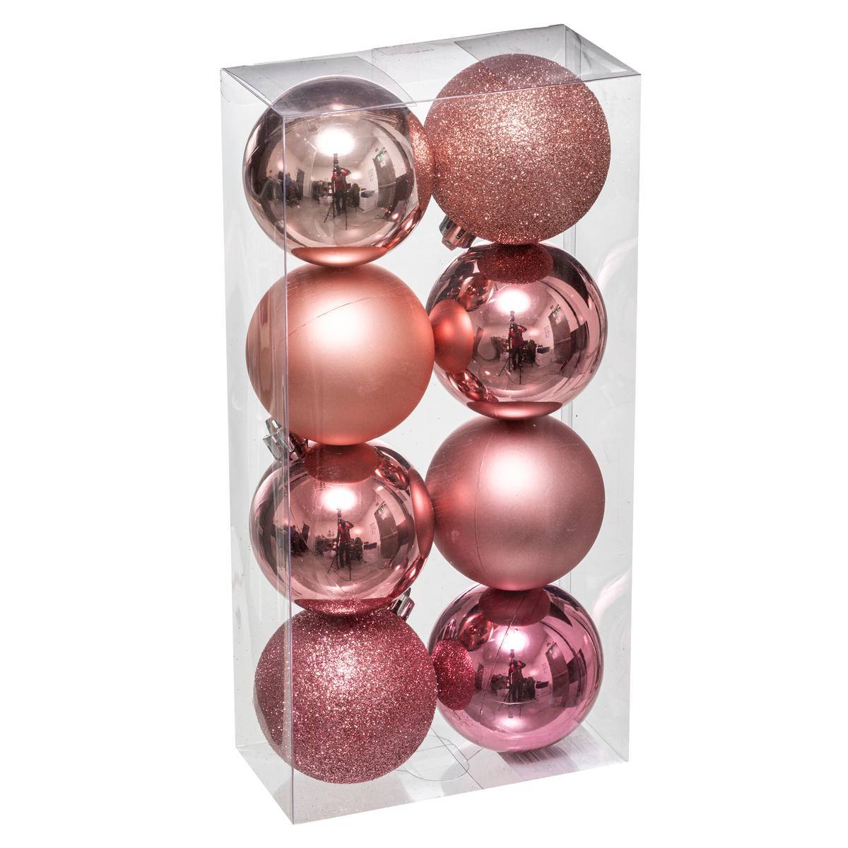 Fééric Lights & Christmas - Lot de 8 boules D.7cm rose - Feeric Lights & Christmas