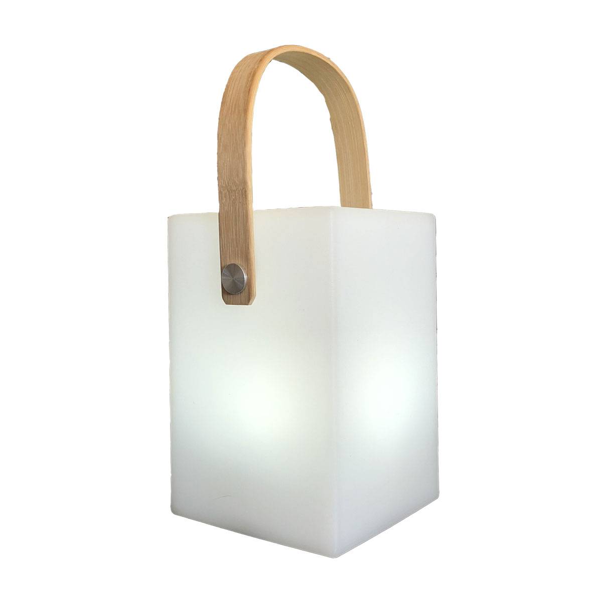 Wilsa Garden - Lampe LED extérieure sans fil cubique multicolore avec anse bambou LISBOA - Imagen 2