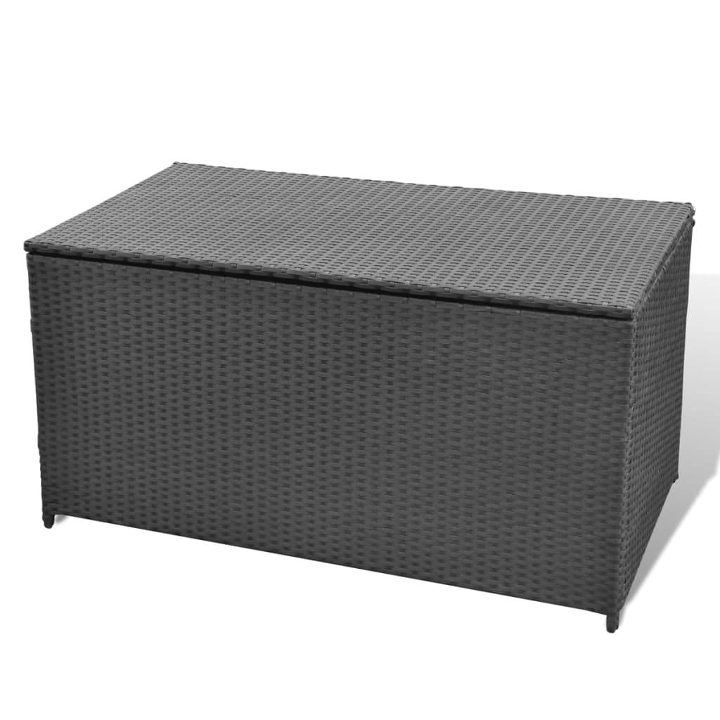 Helloshop26 - Coffre boîte meuble de jardin rangement noir 120 x 50 x 60 cm résine tressée - Imagen 3