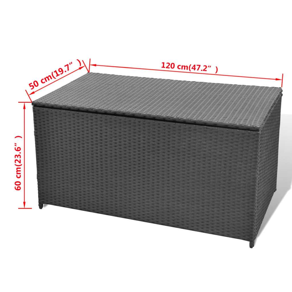 Helloshop26 - Coffre boîte meuble de jardin rangement noir 120 x 50 x 60 cm résine tressée - Imagen 6