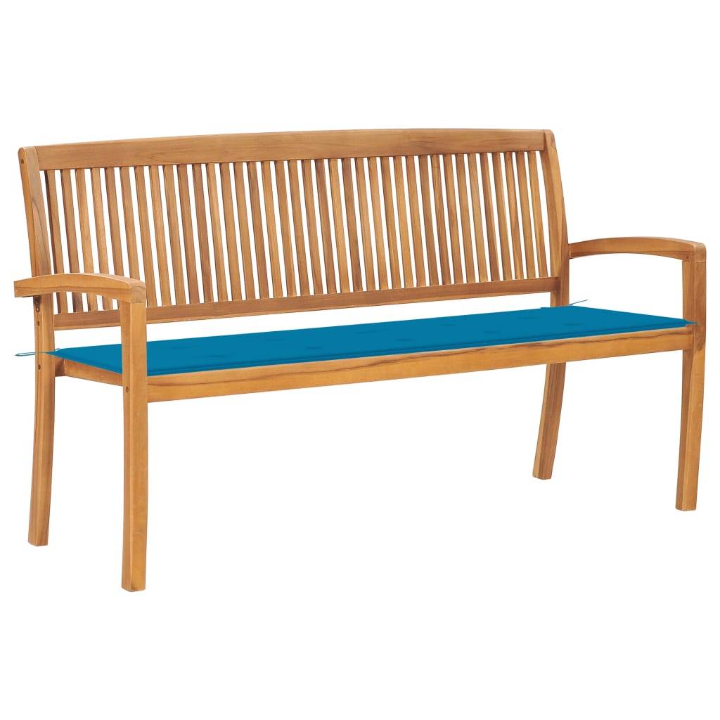 Maison Chic - Banc de jardin - Banc d'extérieur - Banquette empilable et coussin 159 cm Bois de teck massif - Imagen 2