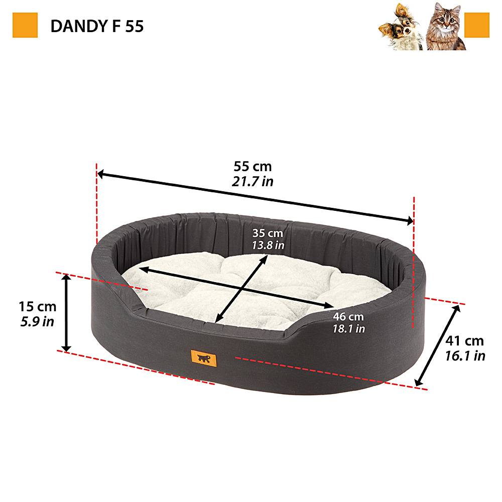 Ferplast - Dandy F couchette Ferplast chiens chats rembourré double-face poil lavable - Imagen 2