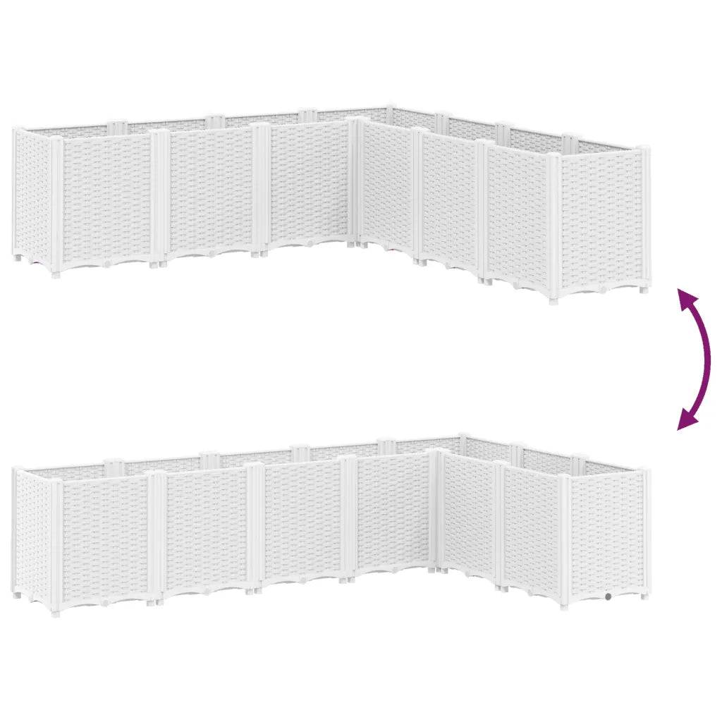 Helloshop26 - Jardinière modulable blanche 160 x 160 x 53 cm idéale pour plantes grimpantes style rotin en PP blanc - Image 5