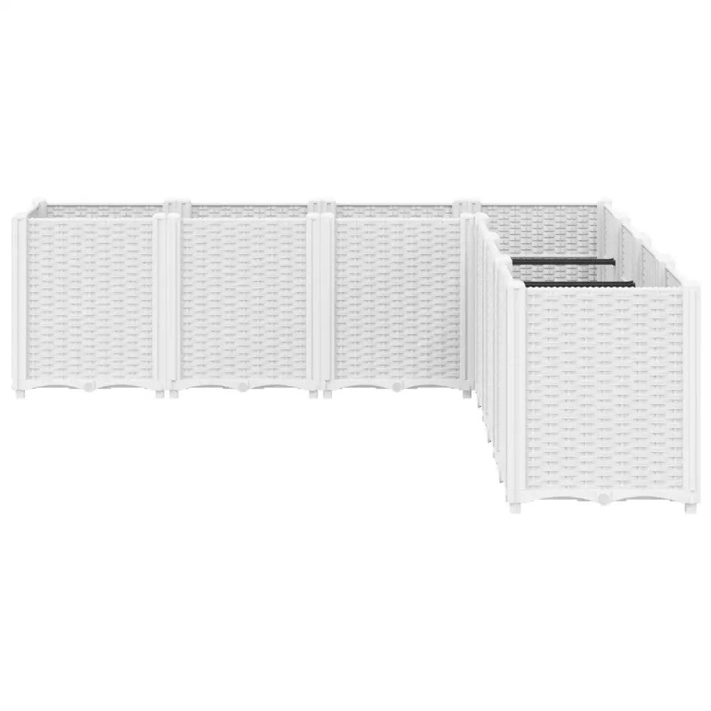 Helloshop26 - Jardinière modulable blanche 160 x 160 x 53 cm idéale pour plantes grimpantes style rotin en PP blanc - Image 2