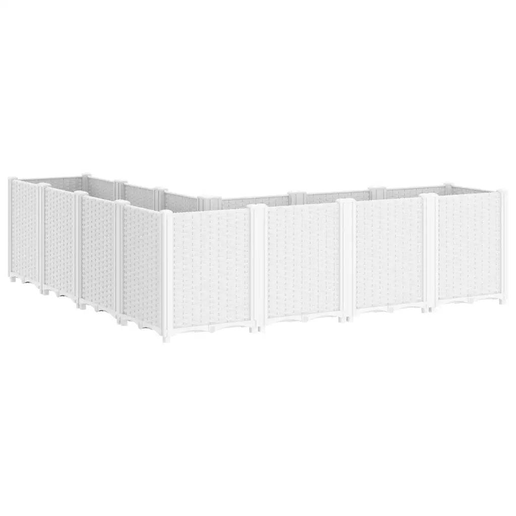 Helloshop26 - Jardinière modulable blanche 160 x 160 x 53 cm idéale pour plantes grimpantes style rotin en PP blanc - Image 4
