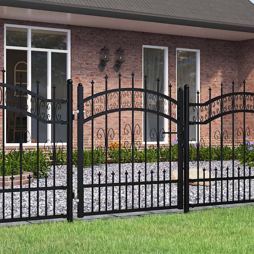 Portail d'Entrée Pointe de Lance Acier Thermolaqué Élégant pour Jardin Noir 103x100 cm – ComfortXL Outdoor Living - Image 1