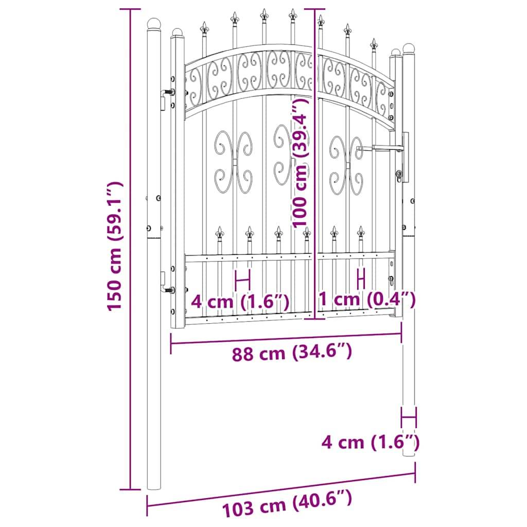 Portail d'Entrée Pointe de Lance Acier Thermolaqué Élégant pour Jardin Noir 103x100 cm – ComfortXL Outdoor Living - Image 6