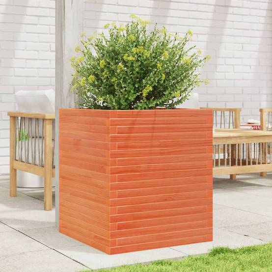Jardinière Bois de Pin Massif Cire Marron 60 x 60 x 68.5 cm - PANGIVO - Image 3