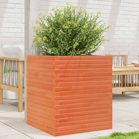 Jardinière Bois de Pin Massif Cire Marron 60 x 60 x 68.5 cm - PANGIVO - Image 1