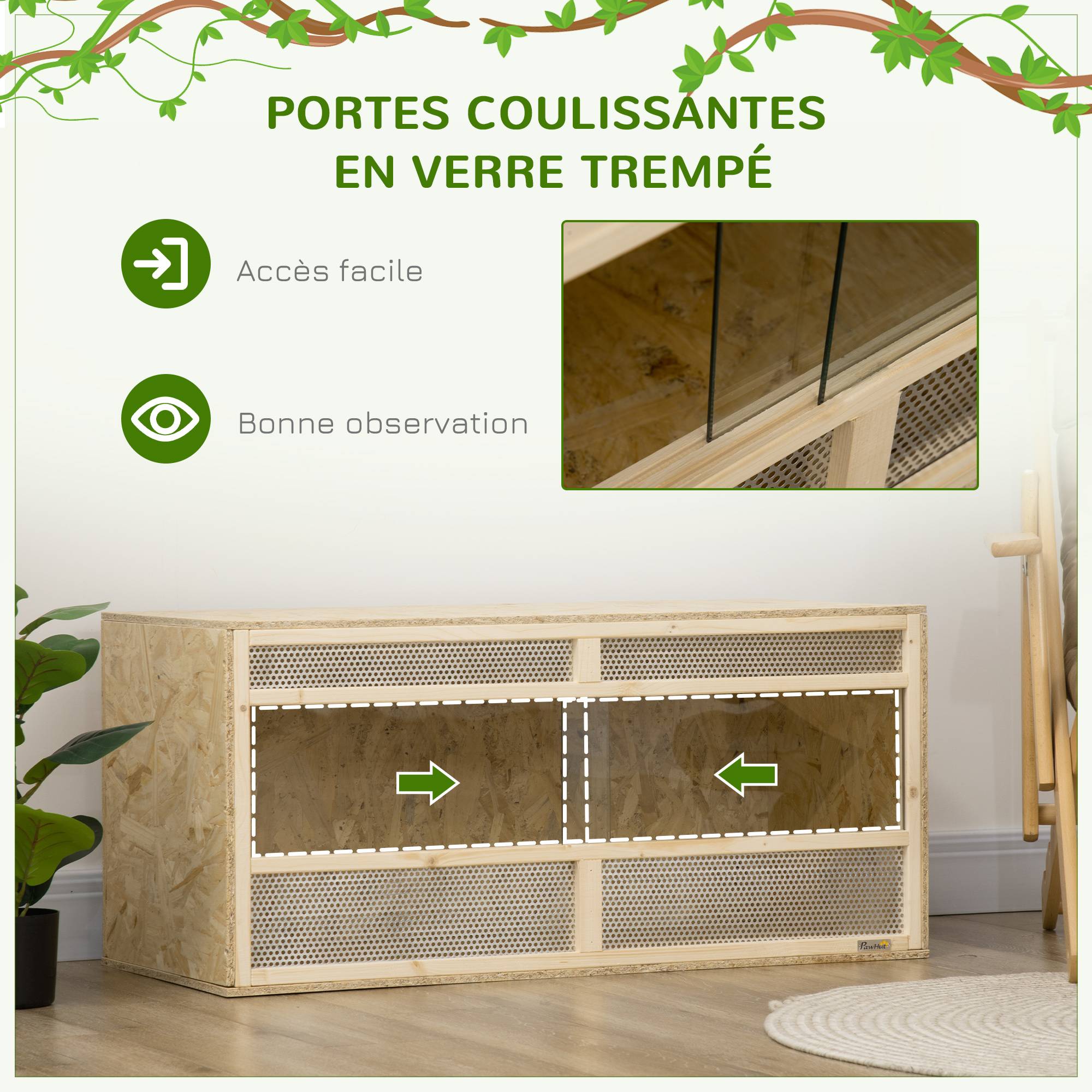 Terrarium bois OSB naturel 100 x 47 x 47 cm - PANGIVO - Image 8