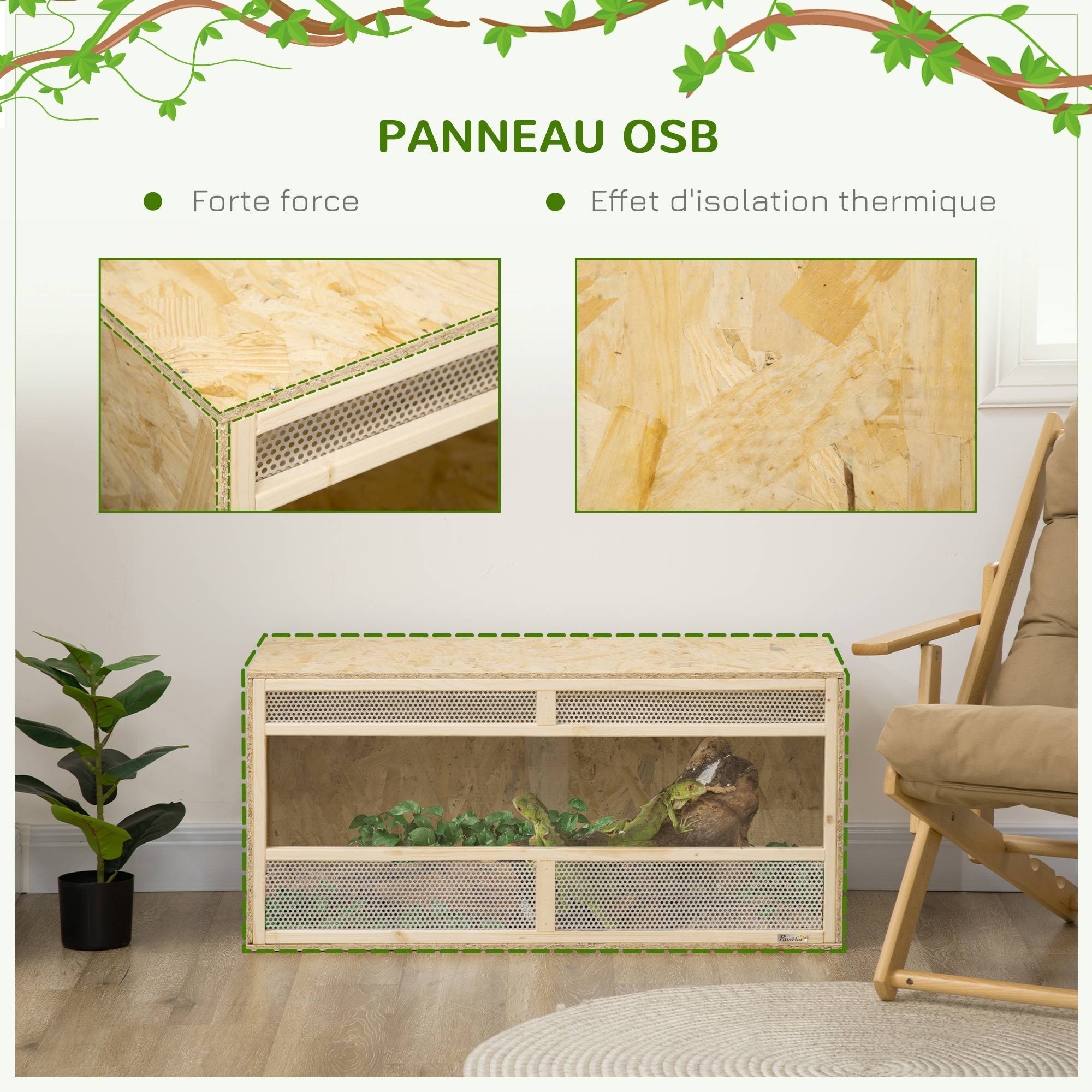 Terrarium bois OSB naturel 100 x 47 x 47 cm - PANGIVO - Image 7
