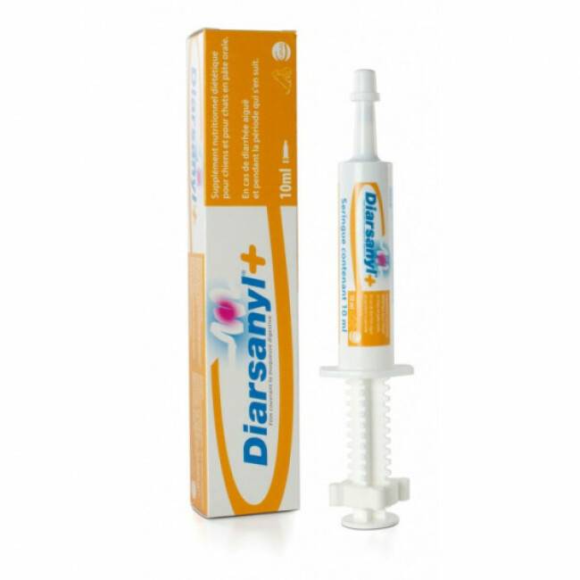 Diarsanyl Compléments alimentaires anti-diarrhée pour chiens et chats Seringue 10 ml