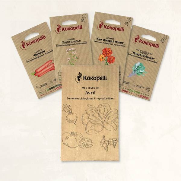 Mes semis d'avril - 4 sachets de graines bio à semer- Association Kokopelli - Imagen 2
