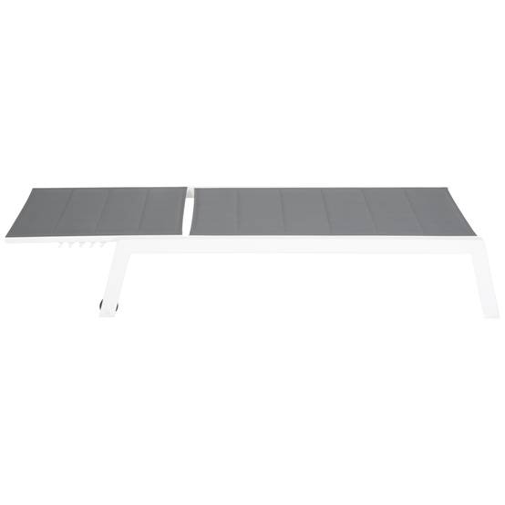 Set bain de soleil et table d'appoint BARBADOS en textilène gris - aluminium blanc - HAPPY GARDEN - Image 5