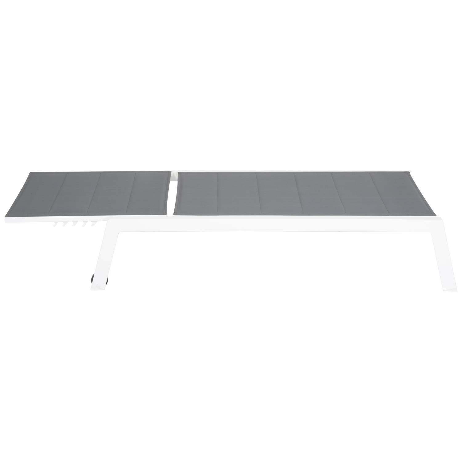 Set bain de soleil et table d'appoint BARBADOS en textilène gris - aluminium blanc - HAPPY GARDEN - Image 5