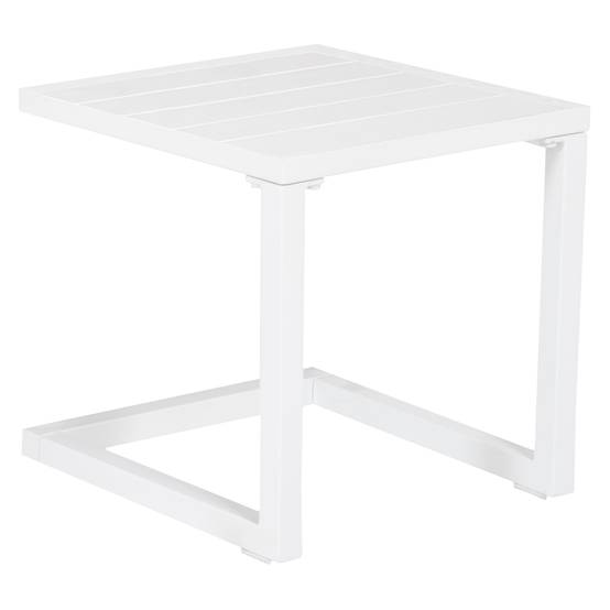 Set bain de soleil et table d'appoint BARBADOS en textilène gris - aluminium blanc - HAPPY GARDEN - Image 6