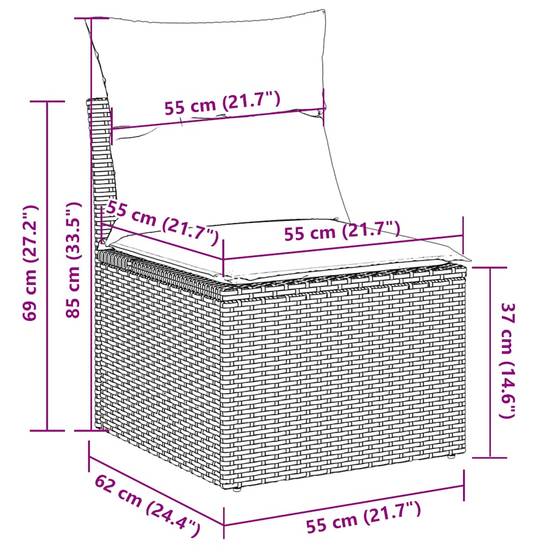 Salon de jardin 8 personnes Résine tressée Canapé modulable pour extérieur Gris Clair – ComfortXL Outdoor Living - Image 9